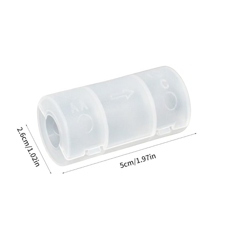 2A To C Battery Adapter Pack of 5, Translucent Cell Adapter Holder Converter Sleeves for Radios, Toy, Household Devices Backup Battery