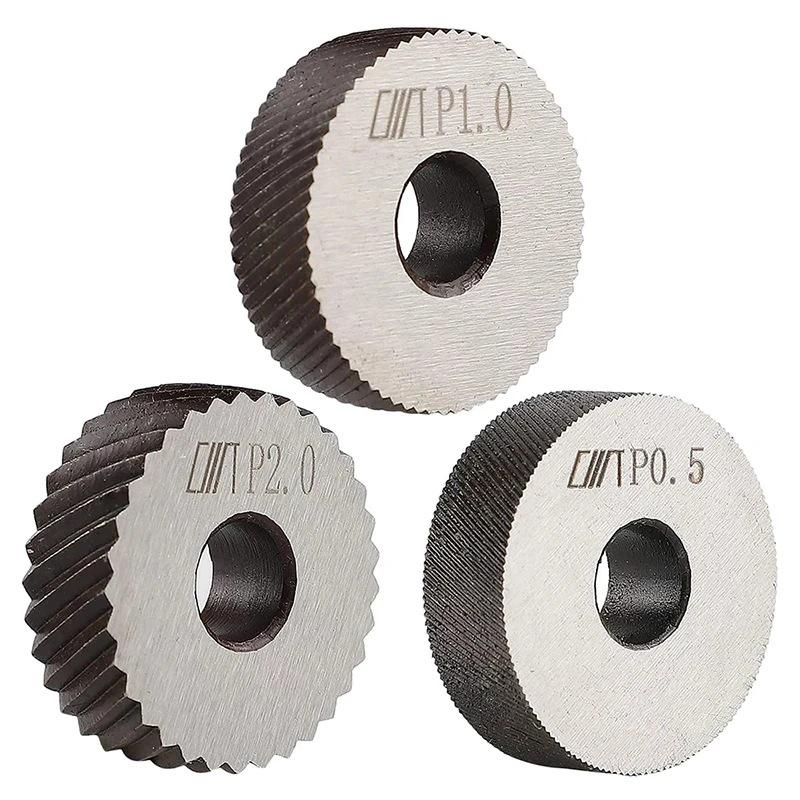 Set di 7 Pezzi Strumenti per Molettatura a Doppia Ruota, Passi Filettatura 0,5 mm, 1 mm, 2 mm, Strumenti per Molettatura per Tornio.