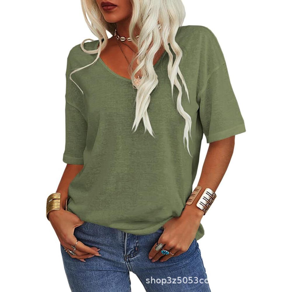 2026 Summer New Women's Short-Sleeve V-Neck T-Shirt Top