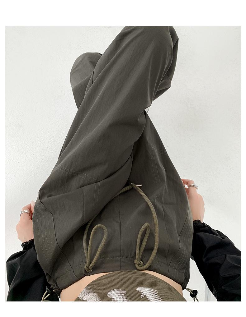 Women's Quick-Dry Military Green Cargo Pants - Spring/Summer Sun Protection, Straight-Leg, Casual Wide-Leg for Sports.