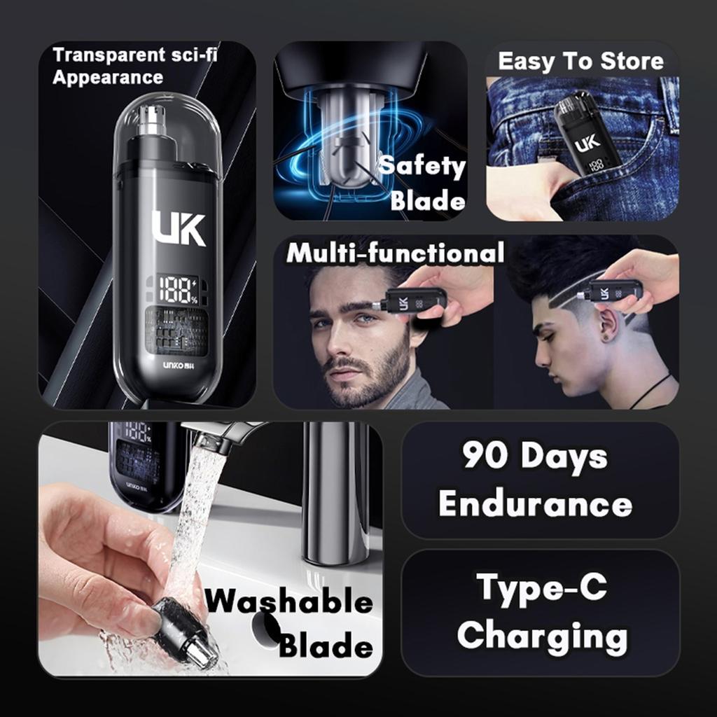 Portable Electric Nose Hair Trimmer Mini Pocket Nose Ears Hair Eyebrow Trimmer Men's Rechargeable Painless Clipper