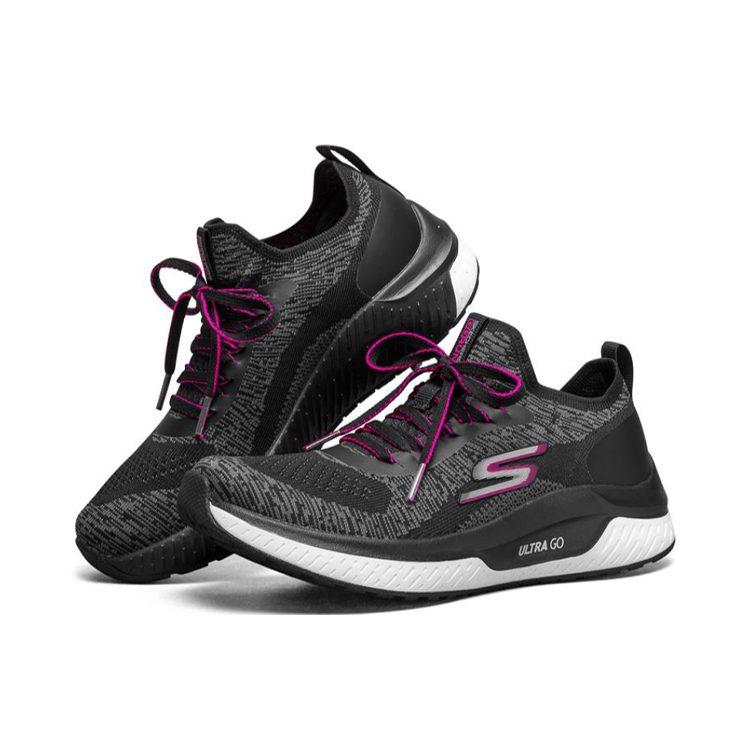 Skechers Go Run Steady Sports Shoes Black/White/Purple Women's 16025-BKHP