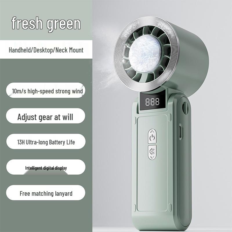 High-Speed Handheld Fan: Digital Display, 100-Speed Foldable, with Ice Pack Turbo Cooling for Outdoor Use 175*60*55
