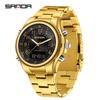Sanda Men's Multi-Functional Watch: Dual Display, Luminous, Waterproof, Steel & Leather Straps, Casual & Business Style