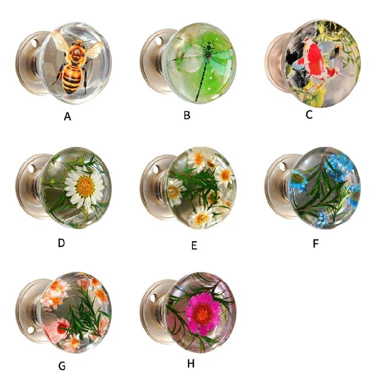 Decorative Orb Door Handle with Clear Resin Art Work Metal Ergonomic Shape Hassle Easy Installation for House