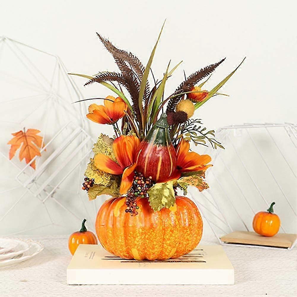Large Artificial Pumpkin With Flowers And Berries Fall Decorations
