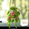 Crochet Hanging Plant for Car,Car Decorations Interior,Plant Strawberry Aesthetic Car Accessories for Women Interior Cute,Car Ornaments Charms for