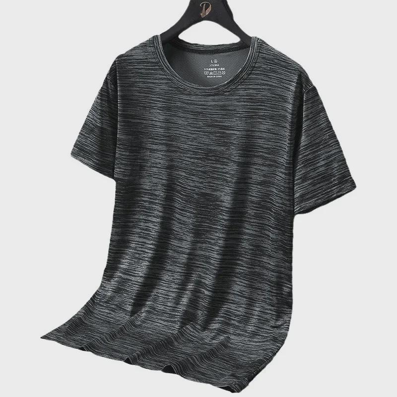 Pánske letné tričko s bambusovým vzorom, rýchloschnúce, ľadový hodváb, veľkosti M-8XL, s krátkym rukávom, okrúhly výstrih