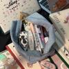 Einfarbige blaue Denim-Kosmetiktasche im koreanischen Stil mit Reißverschluss, rechteckige Vintage-Federtasche zur Aufbewahrung von Schreibwaren für Damen