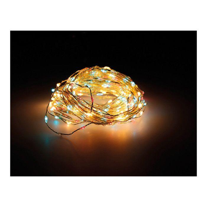 Girlanda Micro LED Extra Hustá Zlatá Vícebarevná Blikající - GENERICKÁ - 14m 567l Stříbrný Kabel