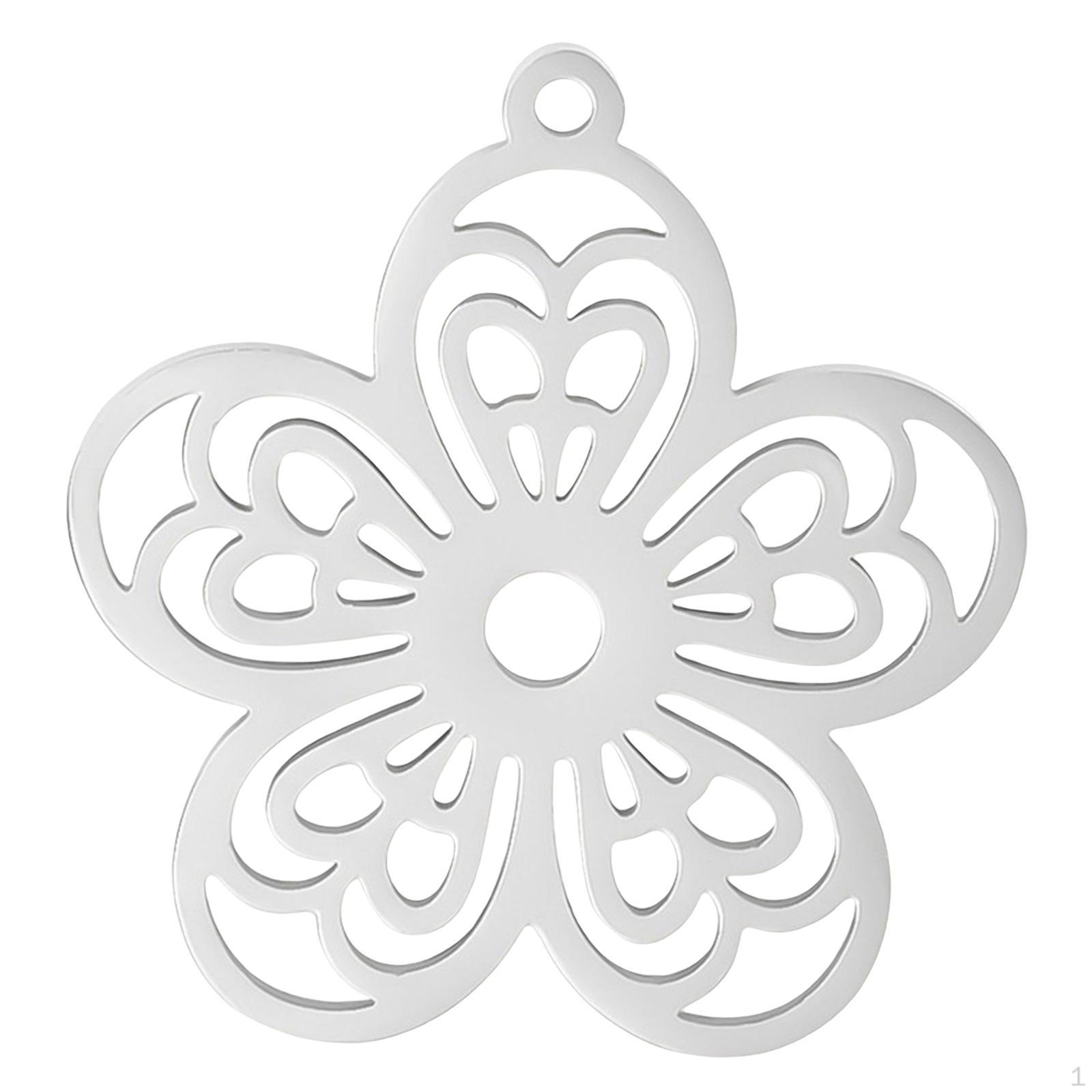 

Creative Flower Charm Pendant Decor Crafts Women Girls with Hole DIY for Jewelry Making Bracelets Argent