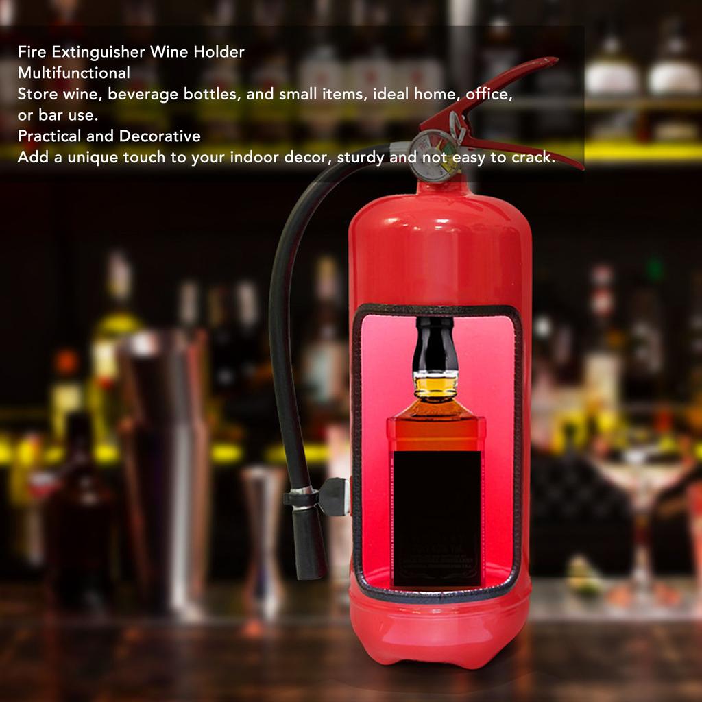 Fire Extinguisher Wine Bottle Holder Decorative Iron Tabletop Fire Extinguisher Wine Bottle Storage Holder Small Bar for Home
