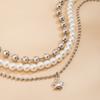 Sweet and edgy layered beaded necklace, minimalist star necklace, pearl jewelry