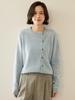 2025 Autumn/Winter Women's Thickened Cashmere Cardigan - Round Neck, Speckled Yarn, Slanted Buttons, Long Sleeve Wool Knit Sweater Coat