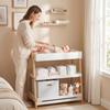 Baby Changing Table with 2 Storage Shelves, Nursery Diaper Changing Unit with Waterproof Changing Mat, White