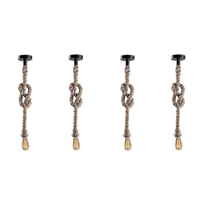 Hängande Rep Lampor E27 för Takupphängning, Glödlampa Ingår Ej- 40W, 4-pack (Beige)