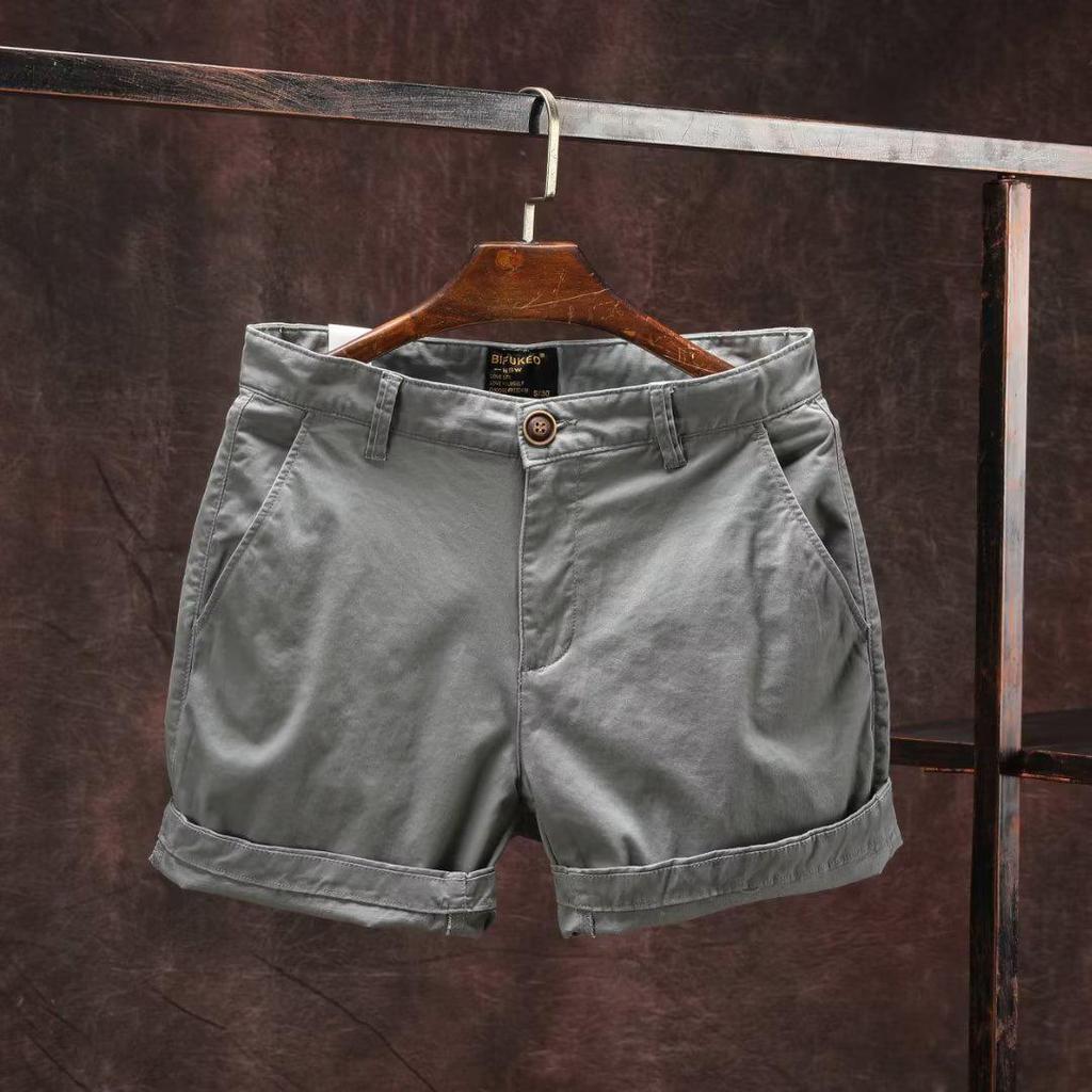 Men's Korean Style Casual Summer Wide-Leg Shorts with Unique Belt Design