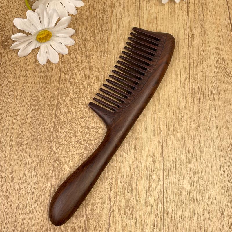 

Imported Ebony Wood Comb with Round Massage Handle, Fine & Wide Teeth, Gift Box Included – Perfect for Girlfriend or Mother
