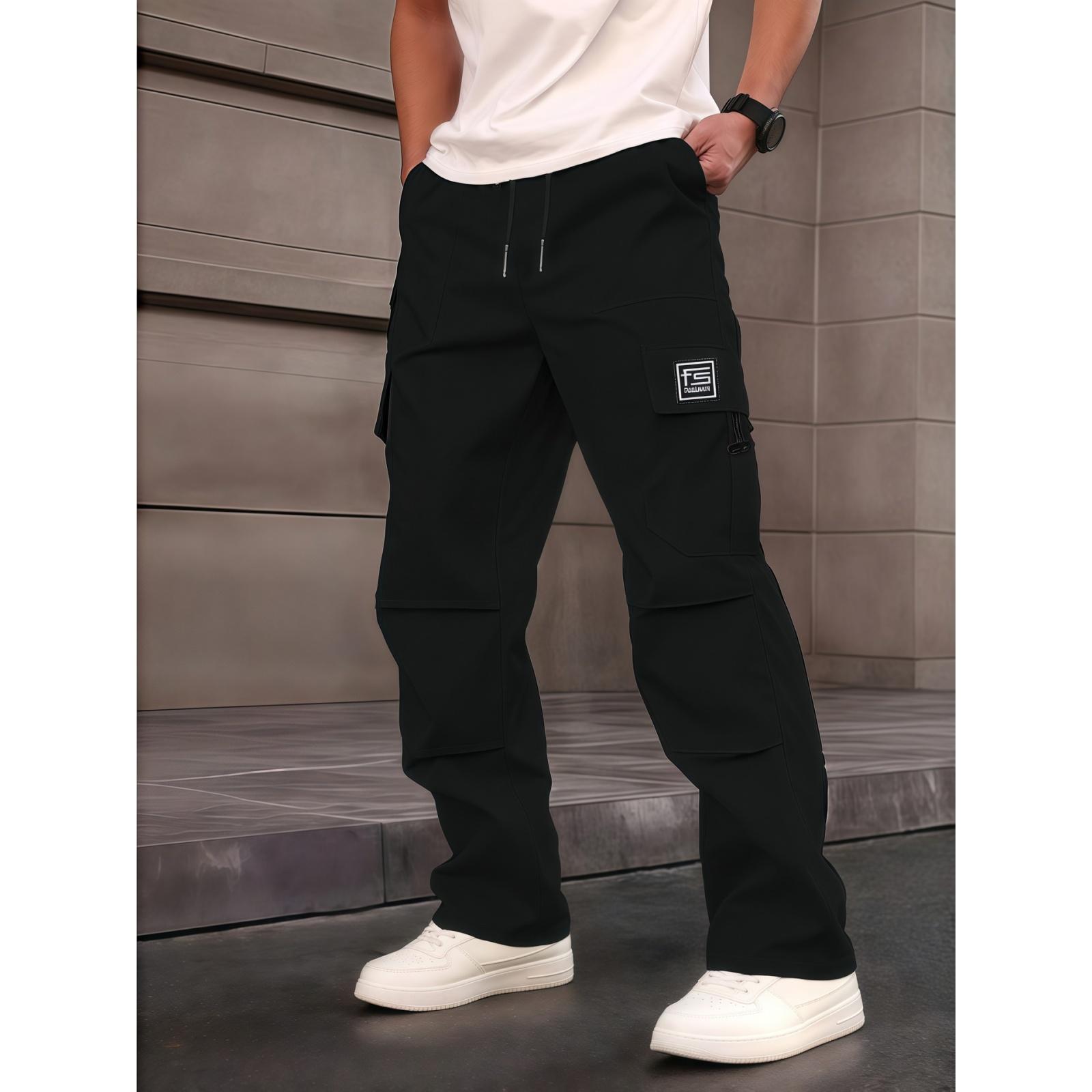 Men s Stylish Casual Loose Straight-leg Trousers - Men s Multi-pocket Work Pants L