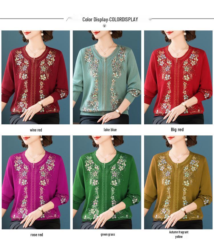 Women's Autumn/Winter Heavy Knit Cardigan with Butterfly Flower Embroidery & Hand Beading