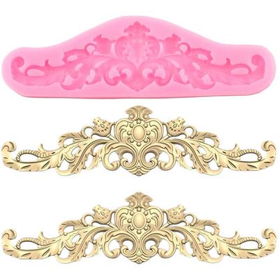 Baroque Leaves Relief Silicone Mold Wedding Lace Cake Border Fondant Molds Cake Decorating Tools Candy Chocolate Gumpaste Moulds