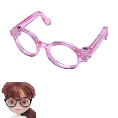 DOYOUCOTO Glasses Plush Doll, Chibi Plush, Oshikatsu, Round Glasses, Mini Doll Parts, Small Plush Toy, Pet Figure, Handmade Material (Clear Pink,