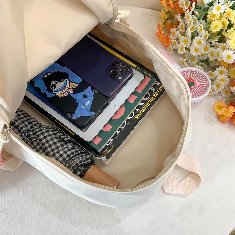 Schoolbag Solid Color Korean Edition Japanese School Bag College Student Simple Fashion Design Backpack Large Capacity Computer Travel Backpack