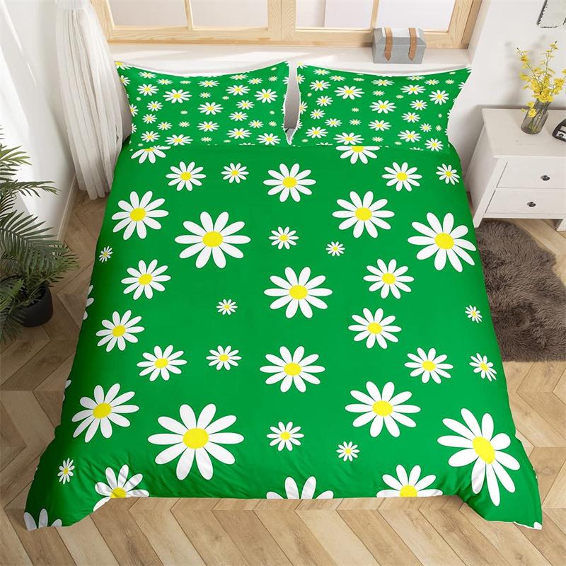 Daisy Duvet Cover Botanical Floral Bedding Set Microfiber Natural Blossom Flower Pattern Comforter Cover King For Boys Girl Room
