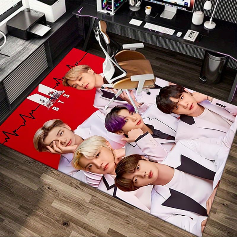 Heartbeat Bts Carpet For Playroom Bedroom Living Room Sofa Home Decorkids Game Area Rug Nonslip Floor Mat