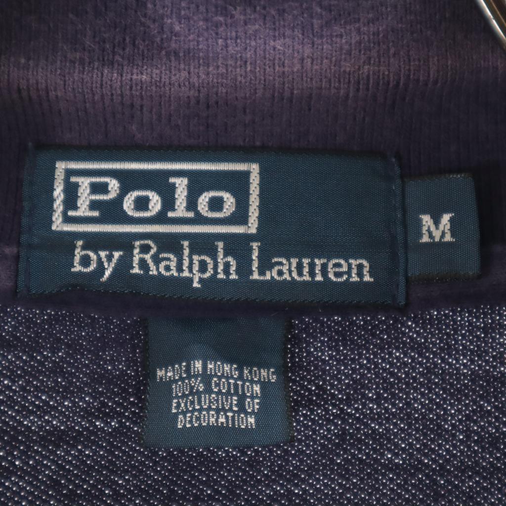 Polo by Ralph Lauren border Short sleeve Polo shirt M Navy system Men's Used