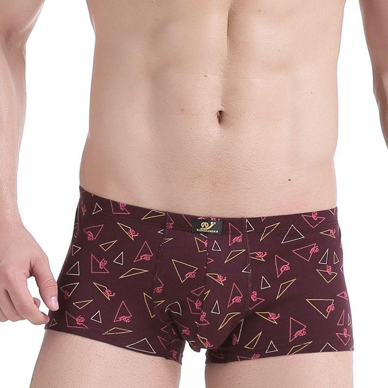 Men's Low Waisted Printed Underwear Men's Pure Cotton Breathable Youth Plus Size Four Corner Shorts