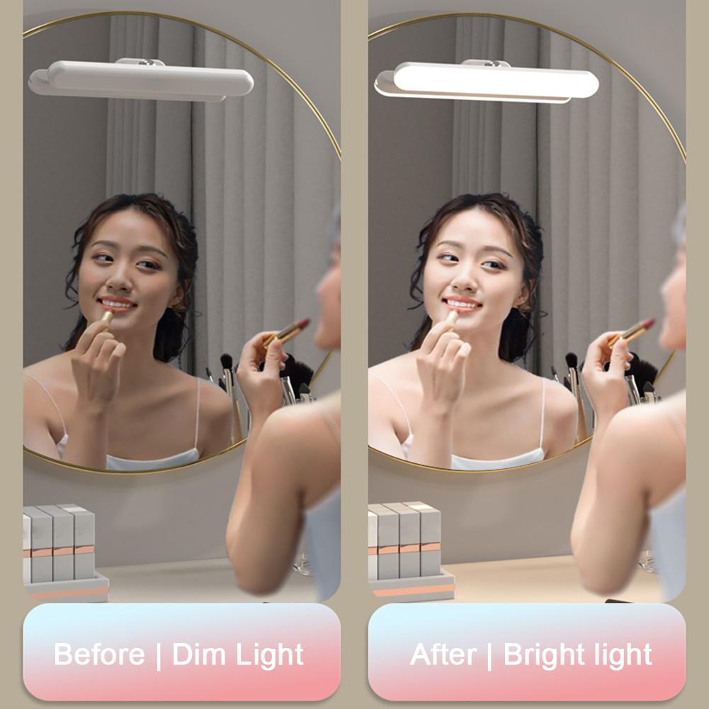 Wireless Mirror Front Lamp Battery Operated LED Magnetic Cabinet Lights Adjustable Color Brightness & Angle for Home Bathroom