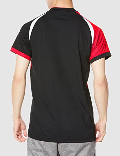 Volleyball Spielshirt, Kurzarm, Feuchtigkeitsableitend, Schnelltrocknend, Für Jugendliche erhältlich, V2MA2112, Unisex, Schwarz x Chinesisches Rot x Weiß, Größe L