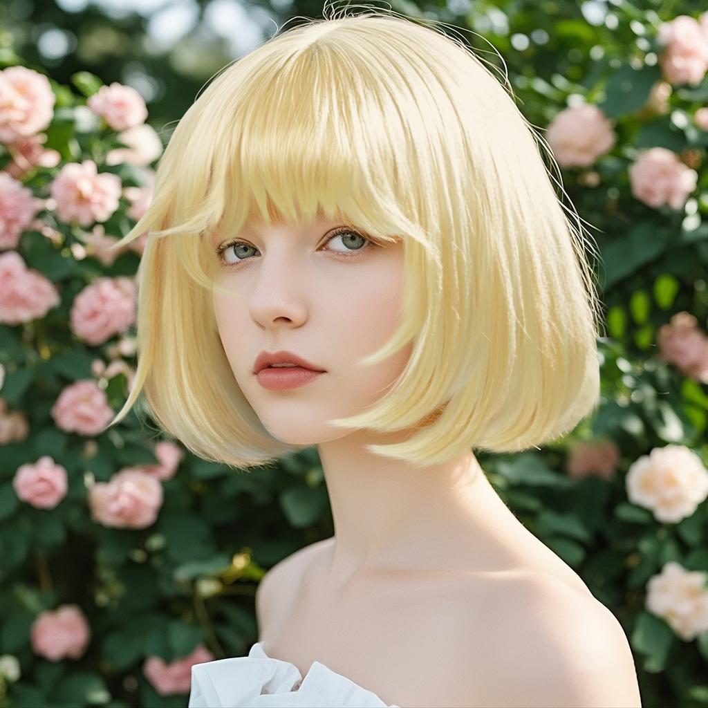 Costume Short Wig, Short Curly Hair, High Temperature Silk Chemical Fiber Hair, Black Rose Mesh Wig