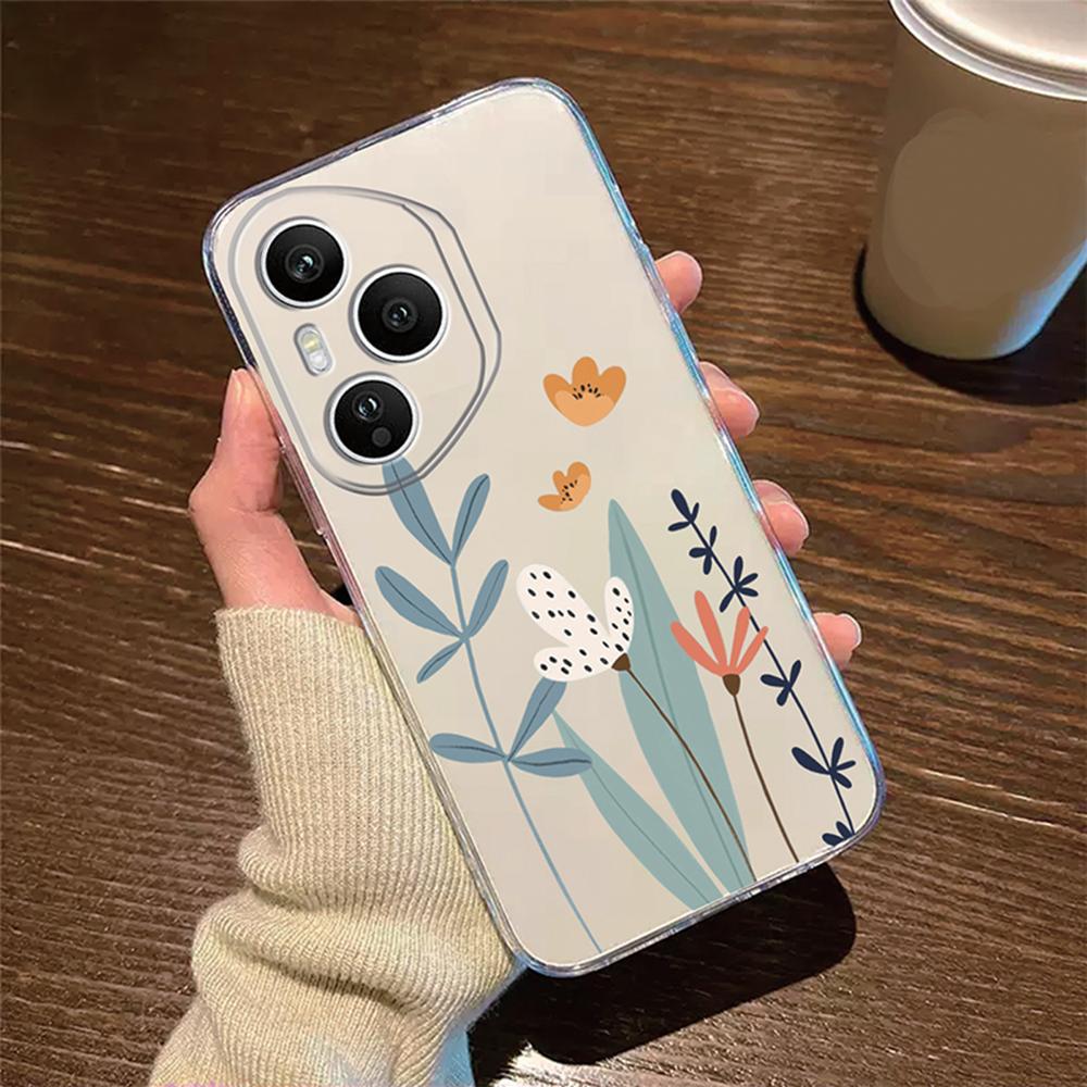 Couple Rose Flower Phone Case For Honor 400 Lite 200 Pro 90 Smart 70 X7 Oil Painting Clear Transparent Soft Cover Honor 400Pro