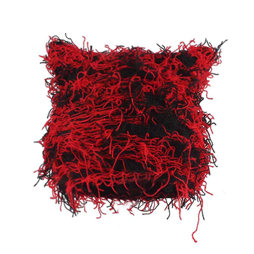 

Acrylic Beanie For Men Women Fall Winter Punk Streetwear Knitted Hat Black Red