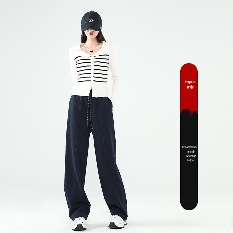 

TikTok Трендовые женские спортивные брюки с высокой талией и широкими штанинами из бархата на осень/зиму XL