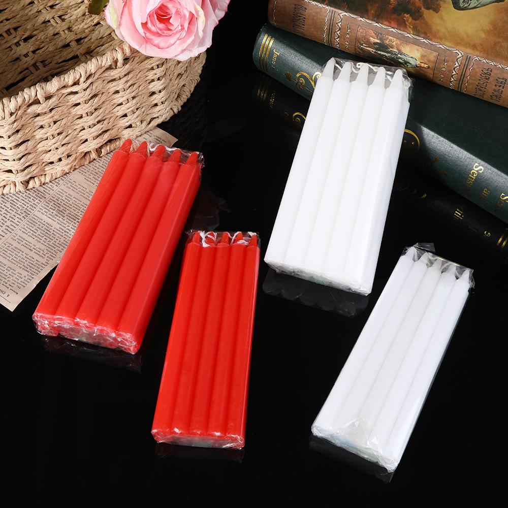 10 Pack Red and White Emergency Candles for Home Power Outage Lighting Long Pole Cylinder Candleless Candlelight Dinner