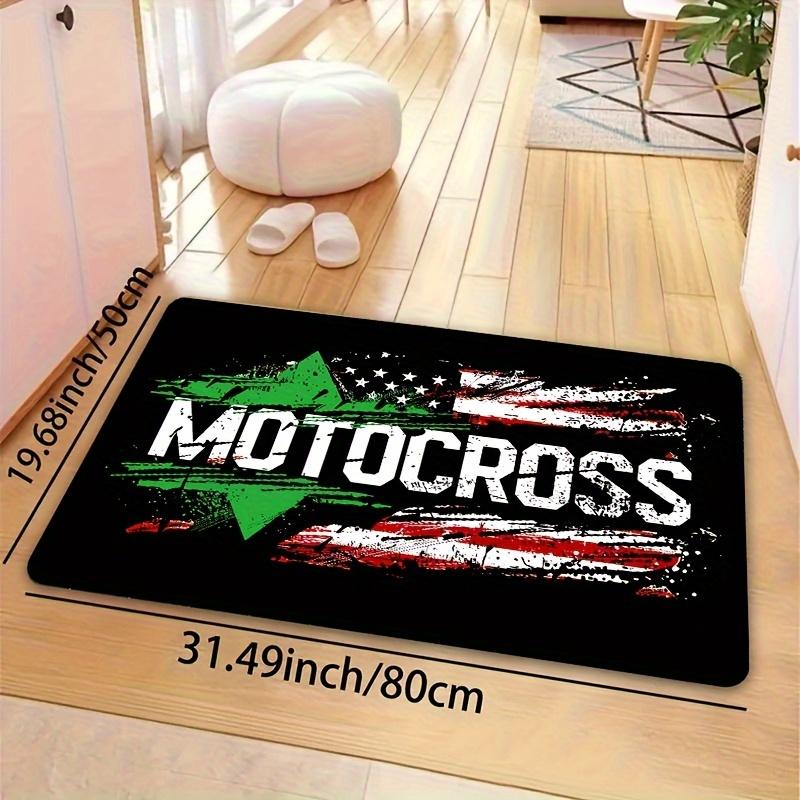 Motocross Teppich - Vielseitige maschinenwaschbare Polyestermatte für Spielzimmer Wohnzimmer Schlafzimmer Küche Eingangsbereich Badezimmer Dekoration