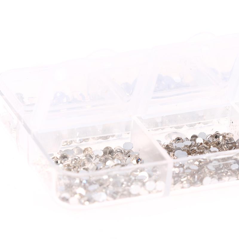 6 Größen Boxed Flat Kit Hybrid Nail Art Dekorationen AB Farbig