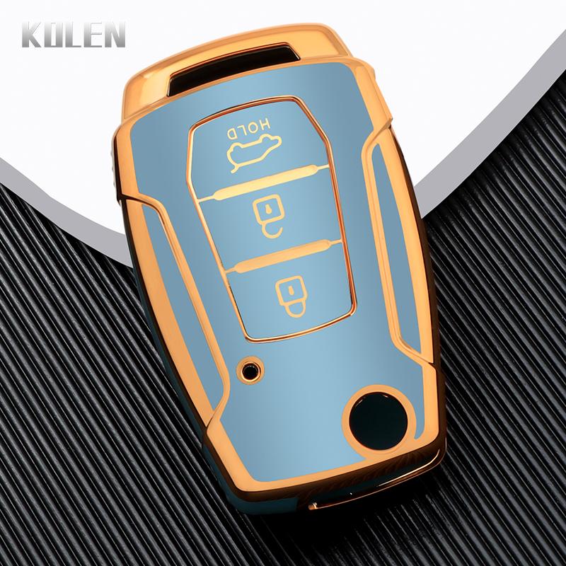 TPU Car Flip Key Case Cover Shell Fob For Ssangyong Kyron 2 Sanka Actyon Korando Tivoli 3 Buttons Key Protective Holder Keychain