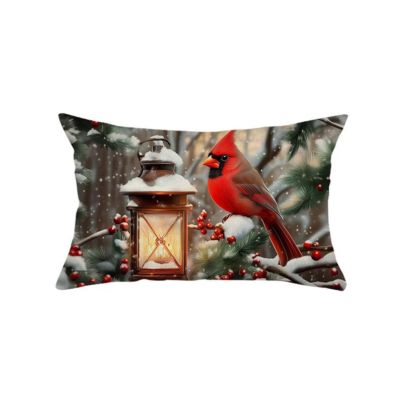 Christmas Waist PillowcaseAtmosphere Decoration Living Room Sofa Pillow Polyester Printed Cushion Cover