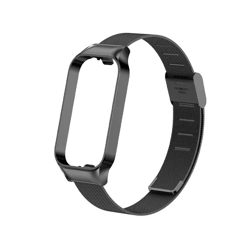 Stainless Steel Strap For Xiaomi Smart Band 8 Active Smart Watch Band Accessories Metal Bracelet Mi Band 8 Active Protector Case
