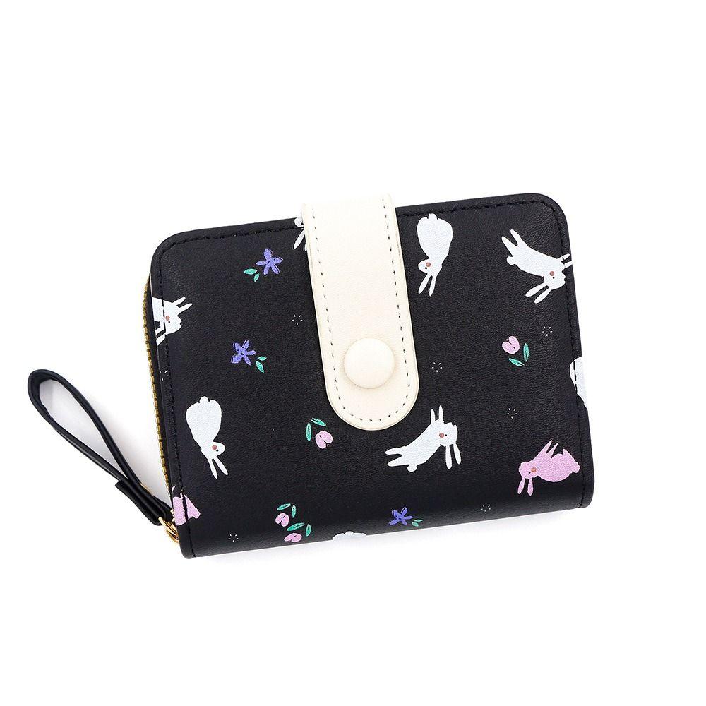 Multi-card Slot Rabbit Folding Wallet Lovely PU Leather Wallet Sweet Rabbit Purse Bag  Women