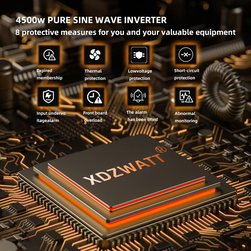 Pure Sine Wave Inverter DC 12V To AC 220V 50HZ EU Socket 4500W  Voltmeter Converter Transformer