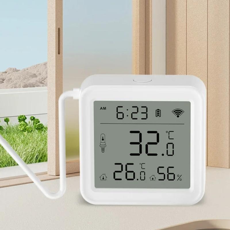 Accuracy Wireless Hygrometer Thermometers with External Probes ABS Housing Device for Laboratories Greenhouses Offices