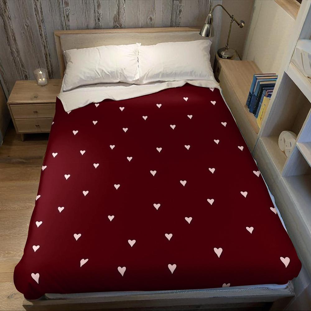 Burgundy & Blush Heart Scatter Flannel Blanket Warm Soft Halloween Christmas Couch Warm Cozy Decorative Decor for All Season