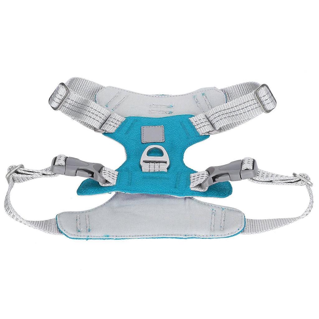 Pet Leash Vest Reflective Stripe Harness Adjustable Oxford Cloth AntiExplosion for Cat Dog(Cyan S)