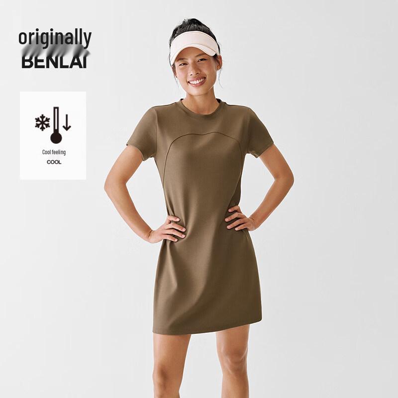 BENLAI Women s Cool-Touch Short-Sleeve A-Line Dress S