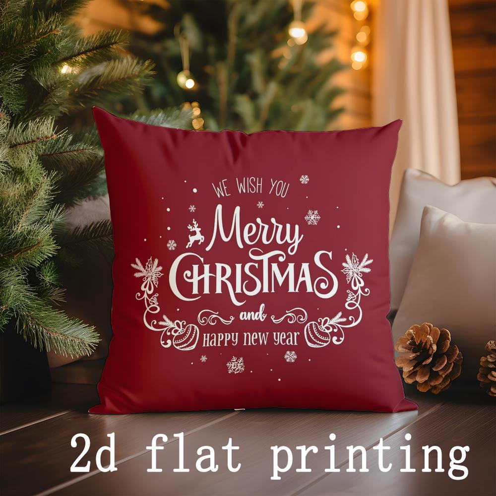 

Home Decor Christmas Themed Pillow Covers Suitable For Sofa Bedroom Car Pillow Cover Cushion Rectangular Back Cushion 16x16Inch